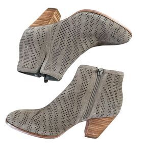 Violet and Red Gray Perforated Heeled Ankle Boots Jensen size 8
